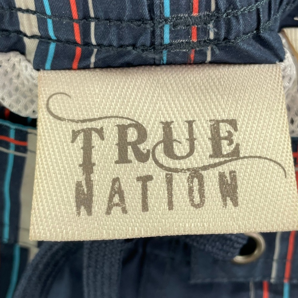 True Nation Board Short Women 6XL Navy Plaid Swim Trunks Cargo Pocket Big & Tall - Picture 6 of 11